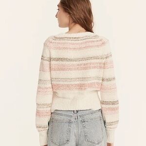 J Crew Pink and Cream Striped Sweater